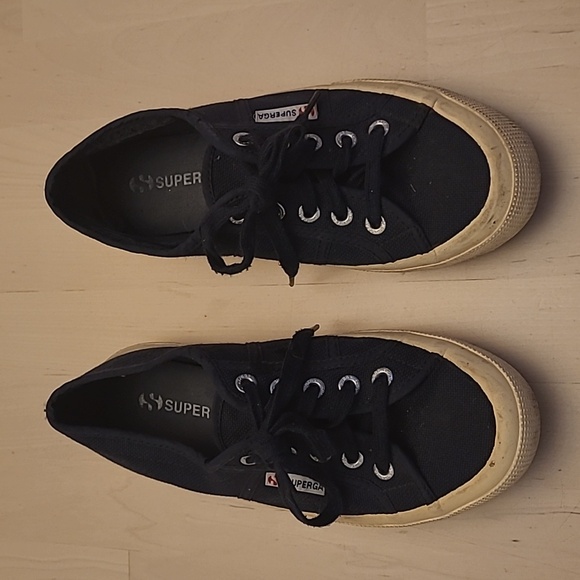 SUPERGA Navy Canvas Low Top Casual Sneakers - Picture 4 of 17